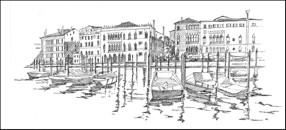 AI_Rendering-artists sketch of waterfron in Venice